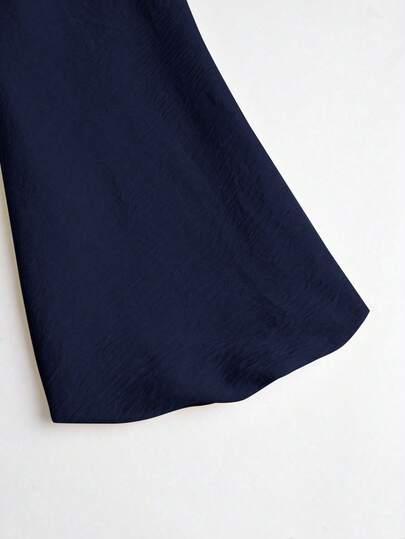 SHEIN GRANATOWA BLUZKA WIĄZANIE S06__L