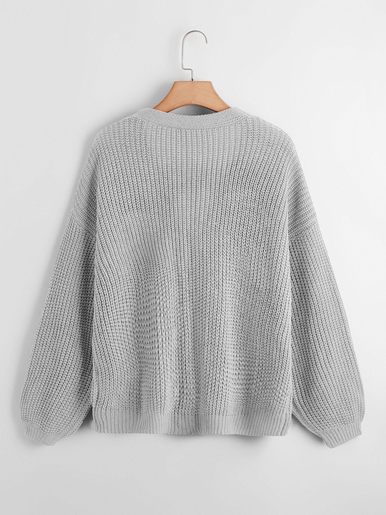 SHEIN SZARY SWETER GUZIKI S06__XXL
