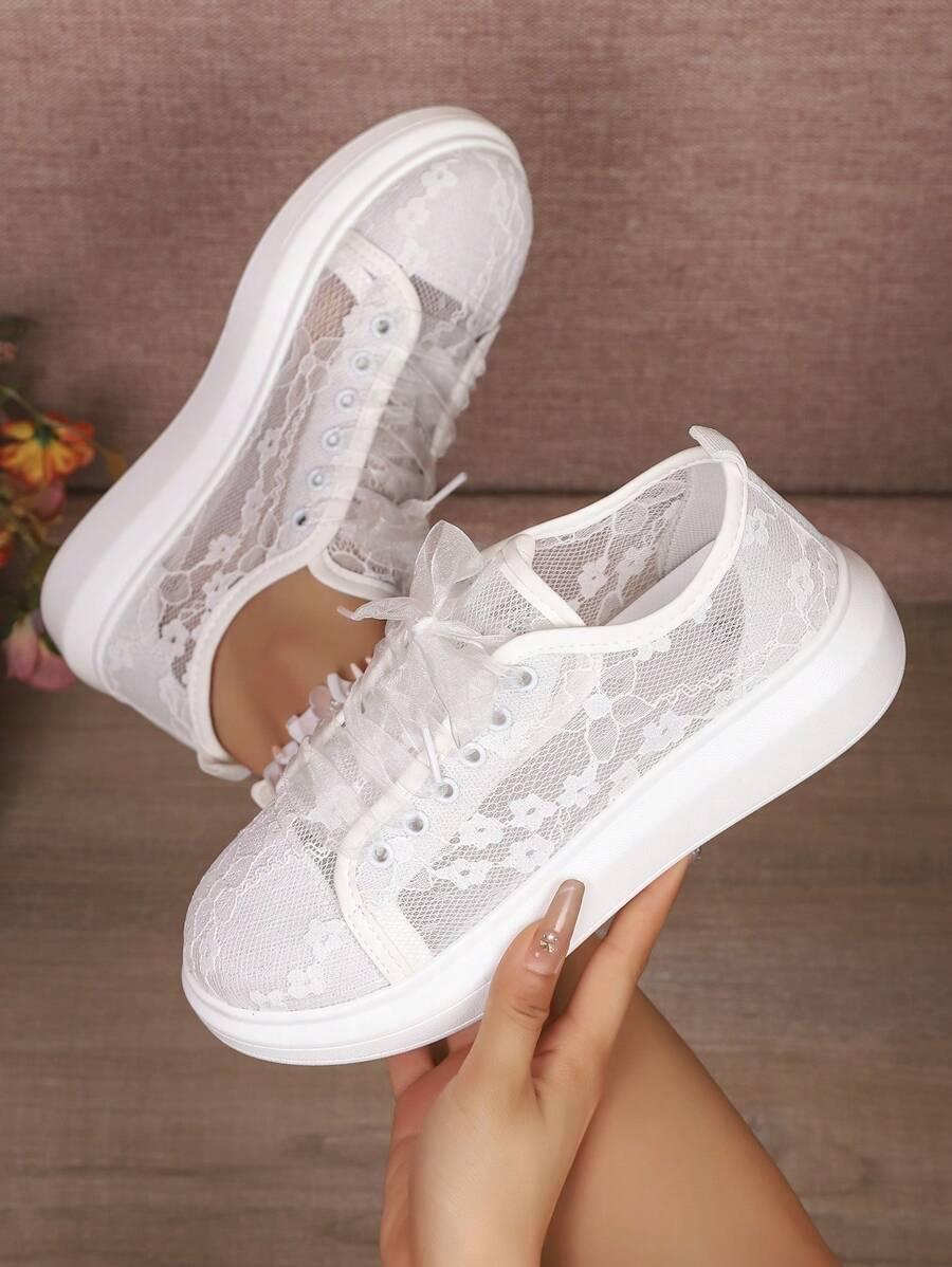 SHEIN BIAŁE TRAMPKI KORONKA S06__37,5
