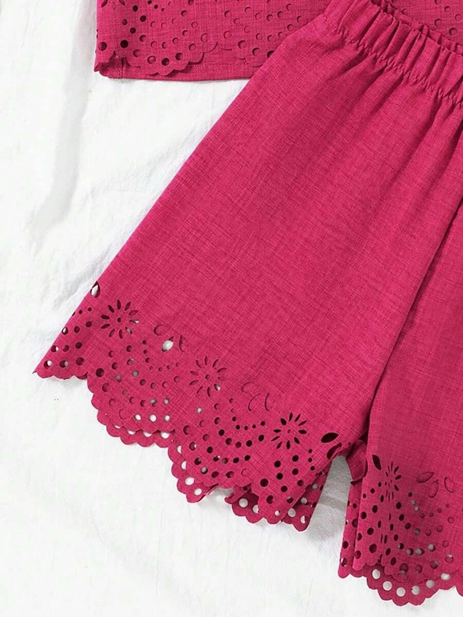 SHEIN RÓŻOWY KOMPLET TOP SPODENKI PK01__140-146