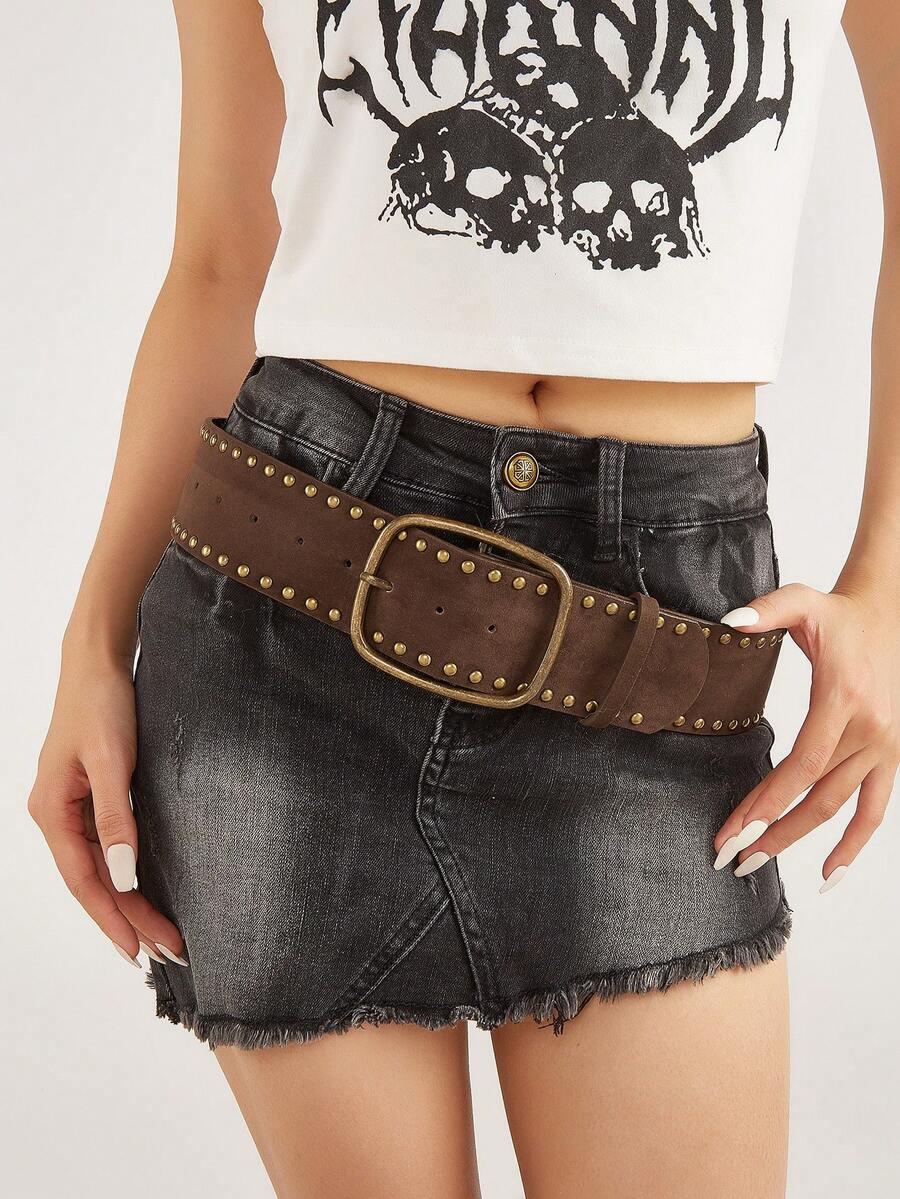 SHEIN BRĄZOWY PASEK KLAMRA DŻETY S07__90CM