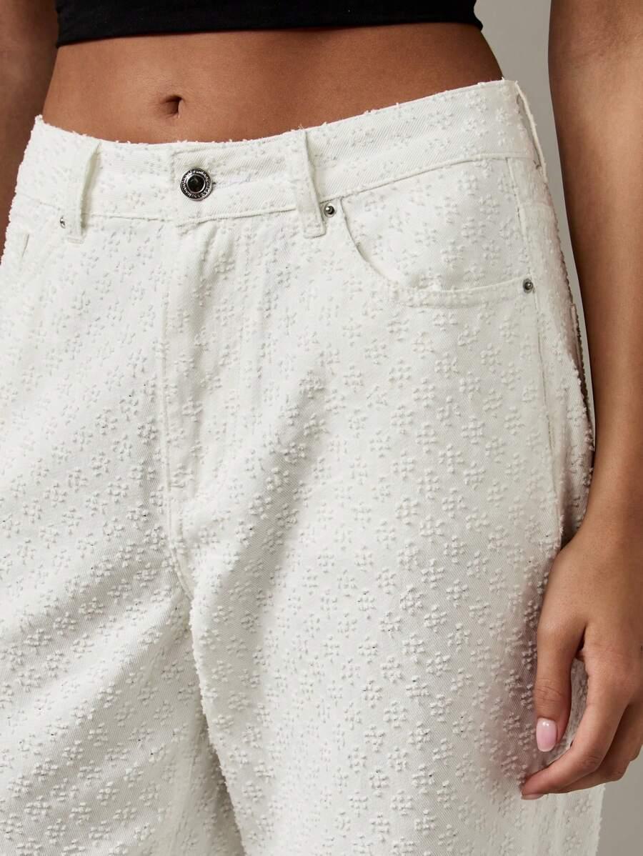 MISSGUIDED BIAŁE SPODNIE JEANS TEKSTURA S06__M