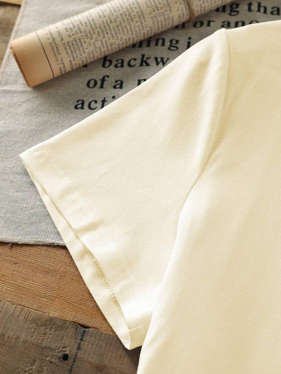 SHEIN BEŻOWY T-SHIRT NADRUK S06__46