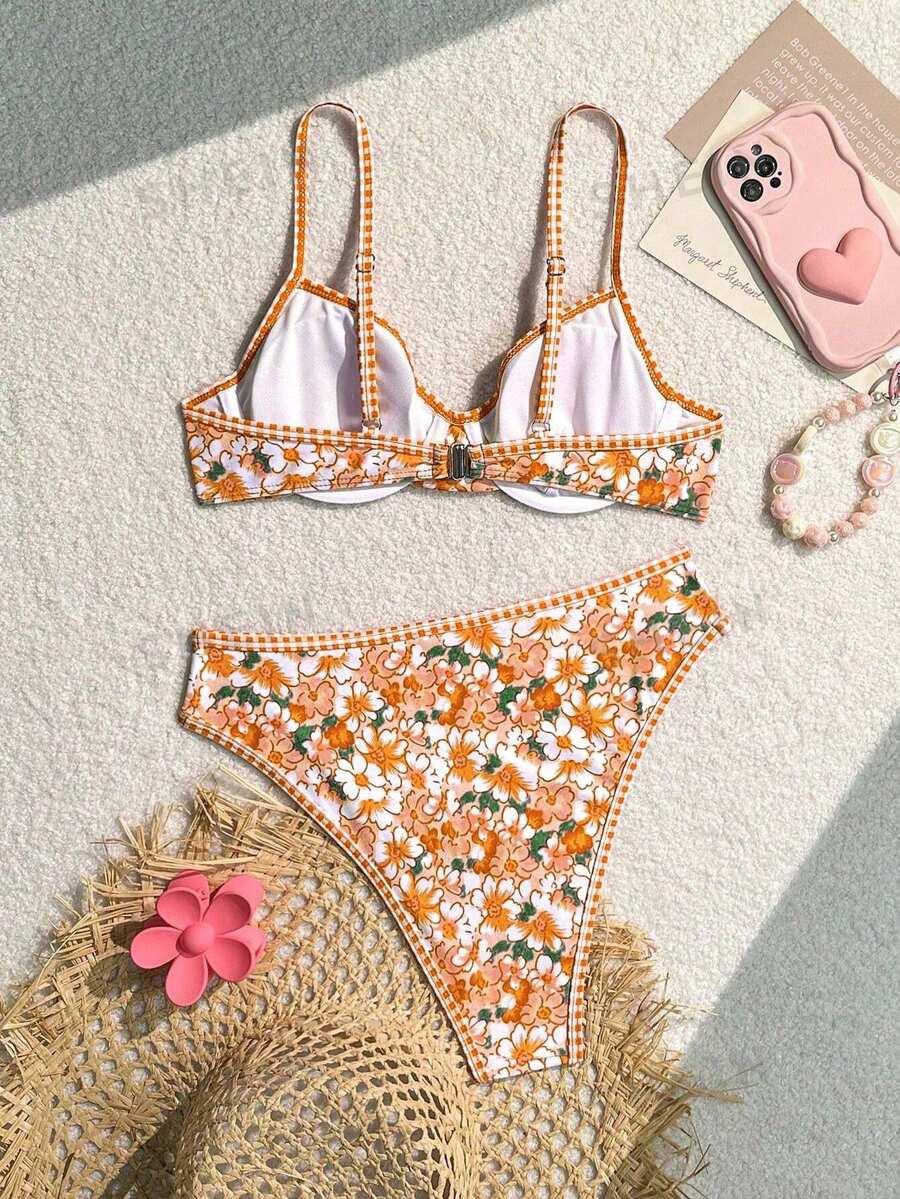 SHEIN DWUCZĘŚCIOWY STRÓJ KĄPIELOWY PRINT S09__XL