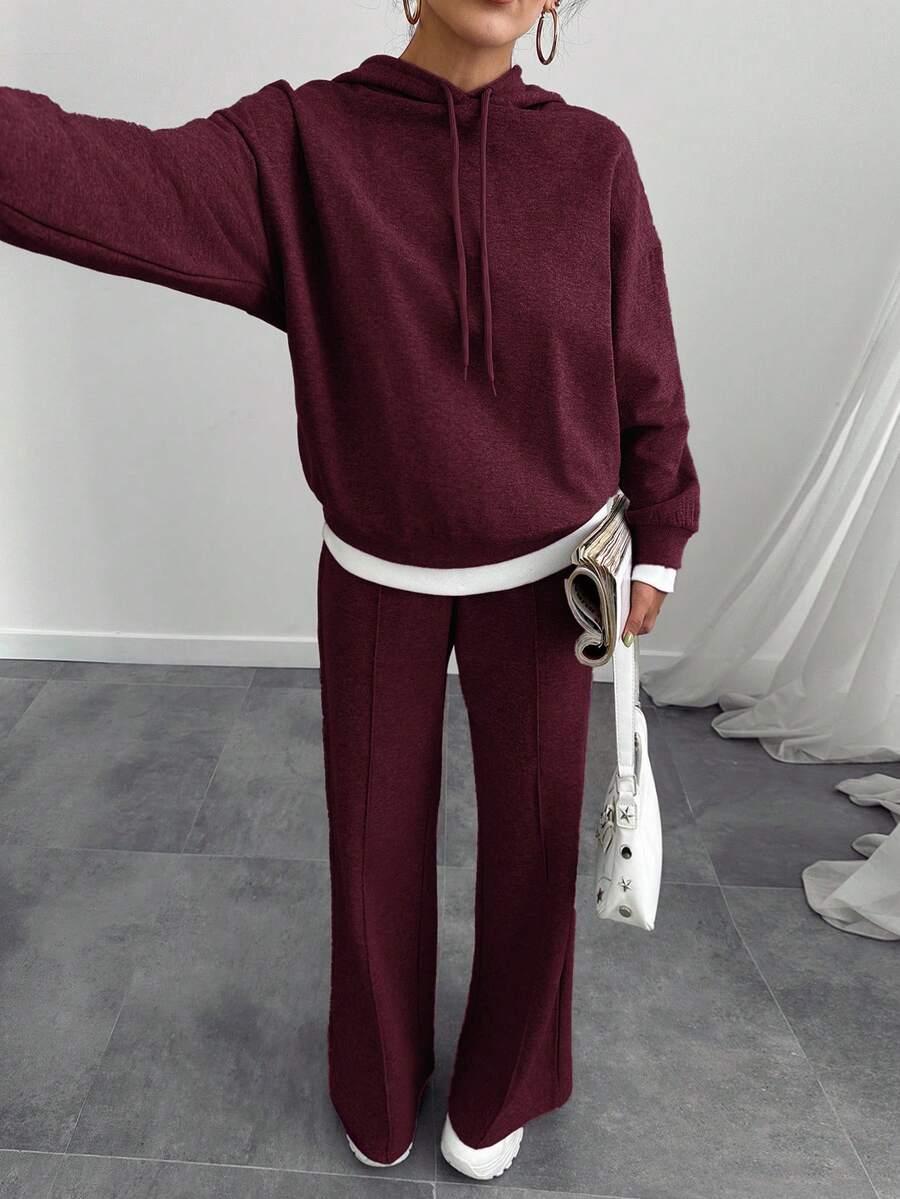 SHEIN BORDOWY KOMPLET DRESOWY BLUZA SPODNIE S06__M