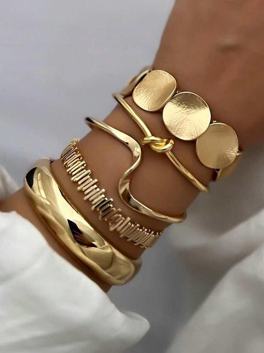 SHEIN ZESTAW ZŁOTYCH BRANSOLETEK 5-PACK S07
