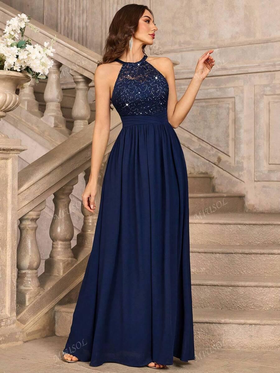 SHEIN GRANATOWA MAXI SUKIENKA S06__L