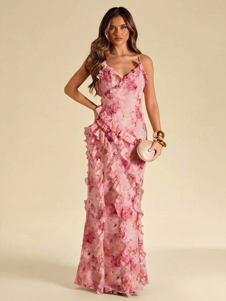 SHEIN RÓŻOWA MAXI SUKIENKA S06__L
