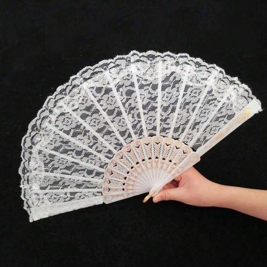 SHEIN BIAŁY WACHLARZ KORONKA S07