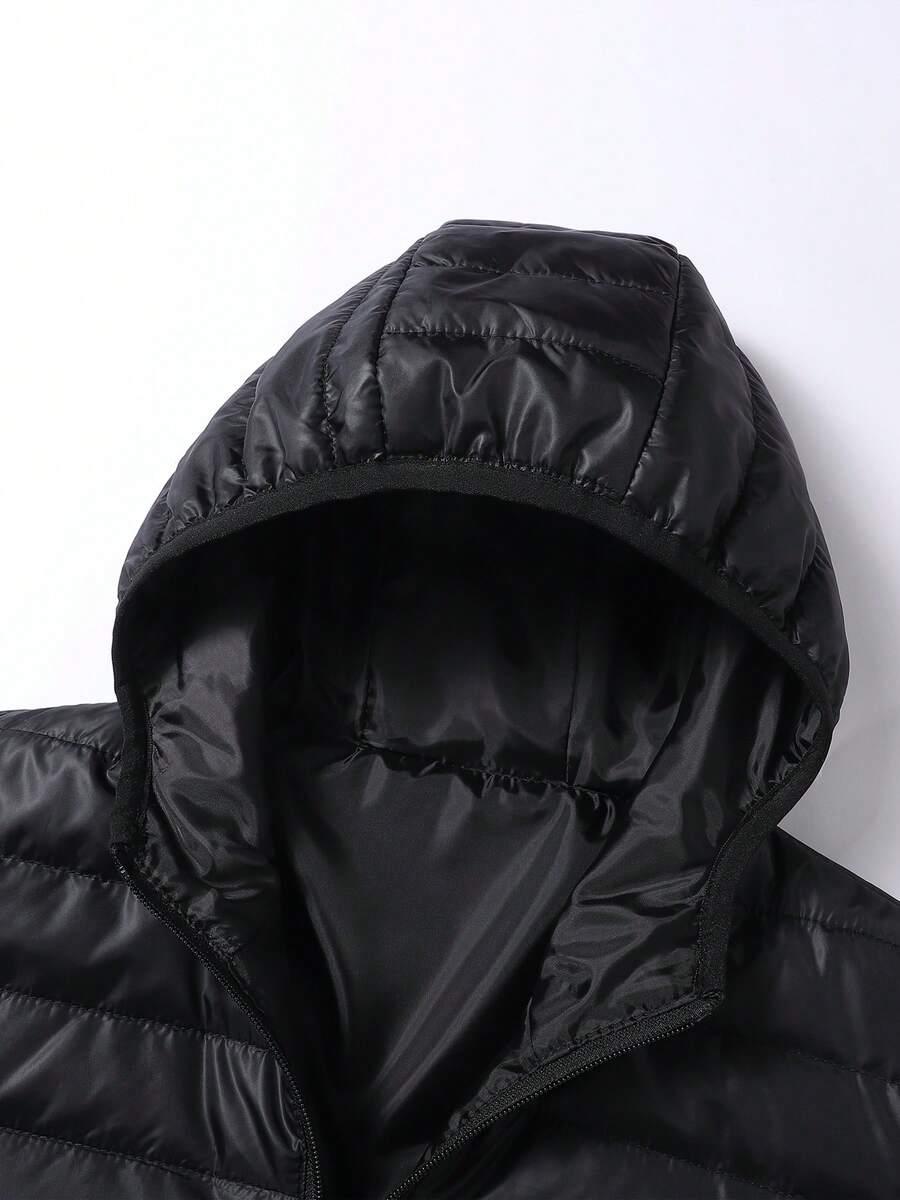 SHEIN CZARNA PIKOWANA KURTKA KAPTUR W01__S
