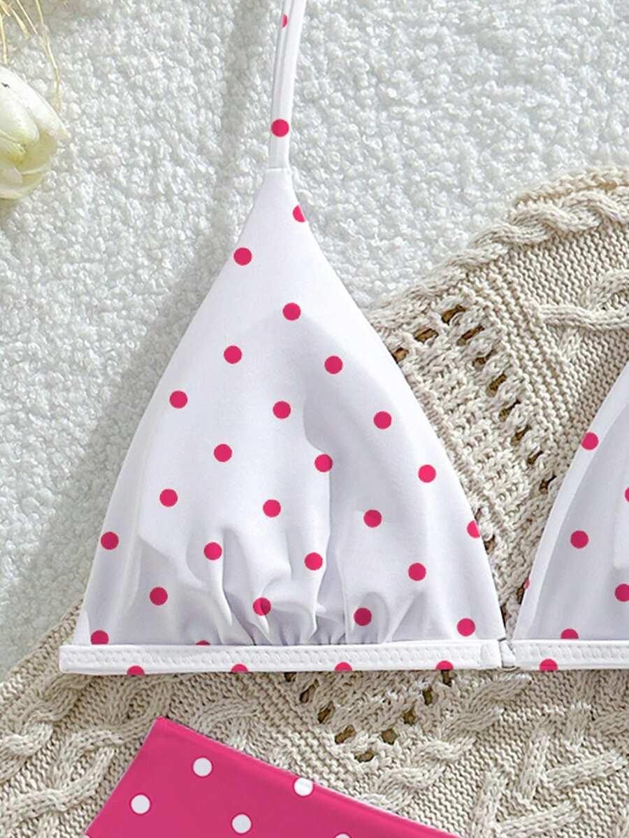 SHEIN DWUCZĘŚCIOWY STRÓJ KĄPIELOWY WZÓR GROSZKI S09__134/140