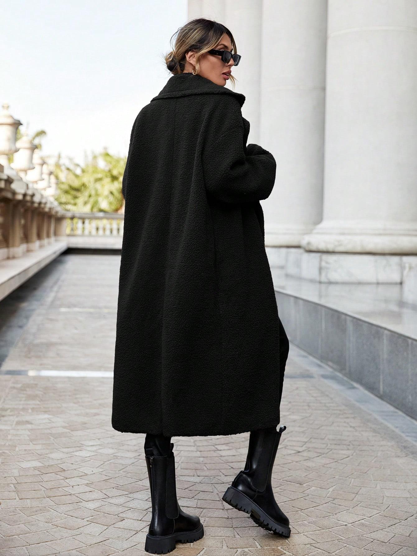 SHEIN CZARNY PŁASZCZ MIŚ W01__XXL