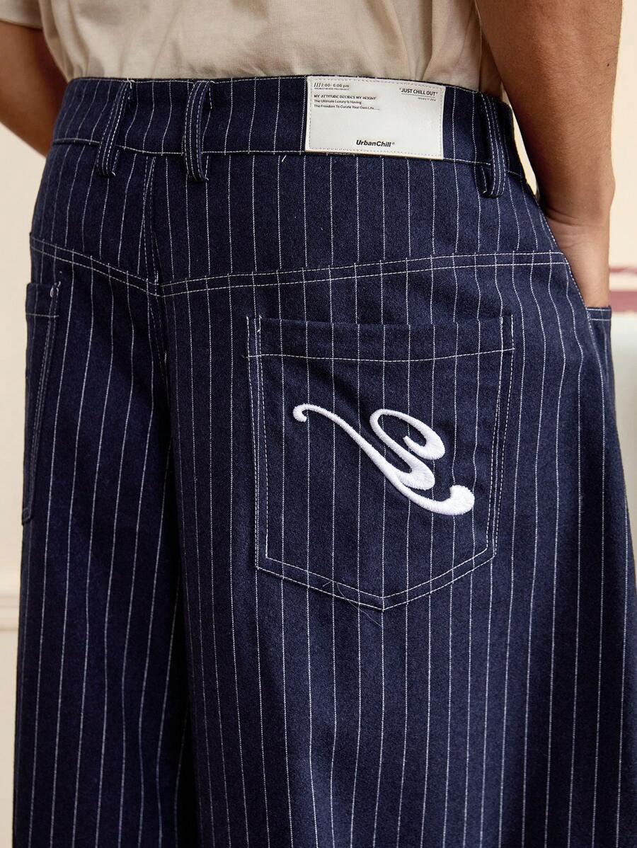 SHEIN GRANATOWE SPODNIE W PASKI S06__XXL