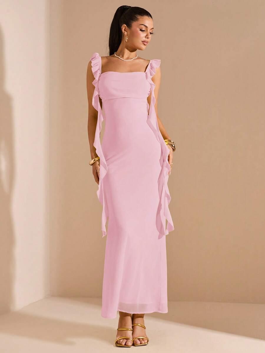 SHEIN RÓŻOWA MAXI SUKIENKA S06__S