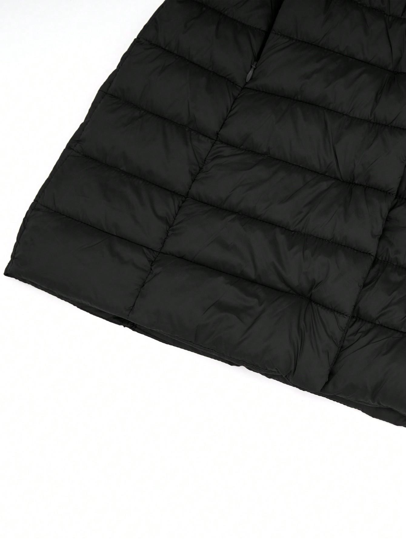 SHEIN CZARNA PIKOWANA KURTKA KAPTUR W01__50