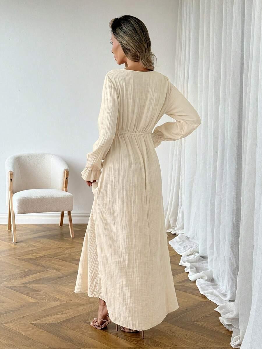 SHEIN BEŻOWA BAWEŁNIANA SUKIENKA S06__M