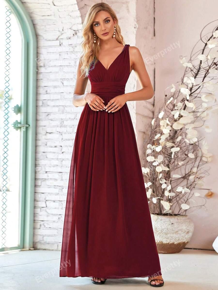 EVER PRETTY BORDOWA MAXI SUKIENKA BEZ RĘKAWÓW S06__XL