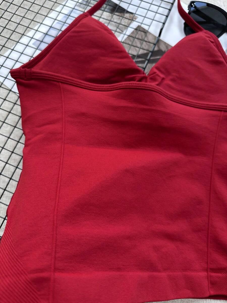 SHEIN CZERWONY TOP SPORTOWY S06__L