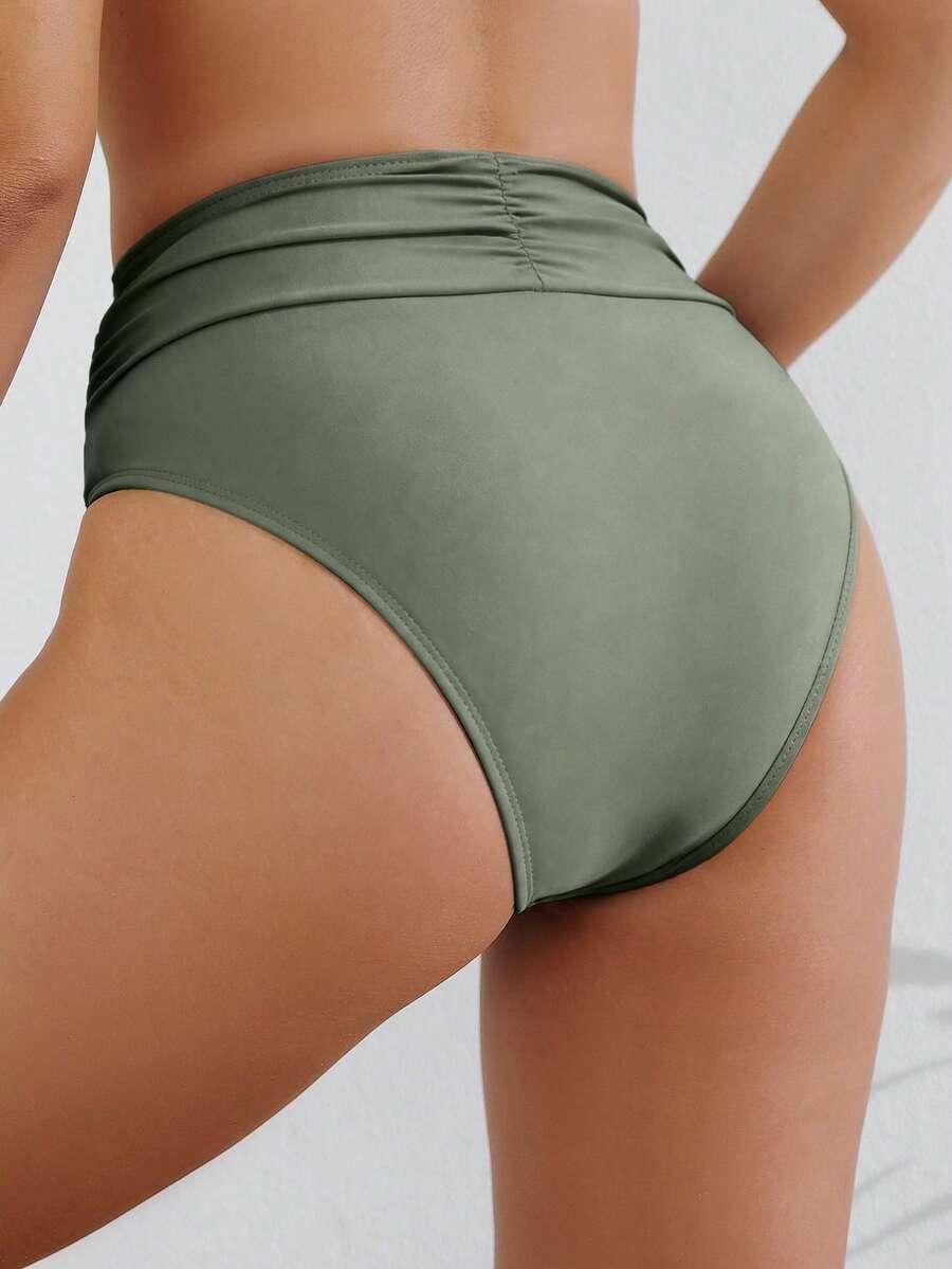 SWIM BASICS ZIELONY DÓŁ OD BIKINI MARSZCZENIA S09__L