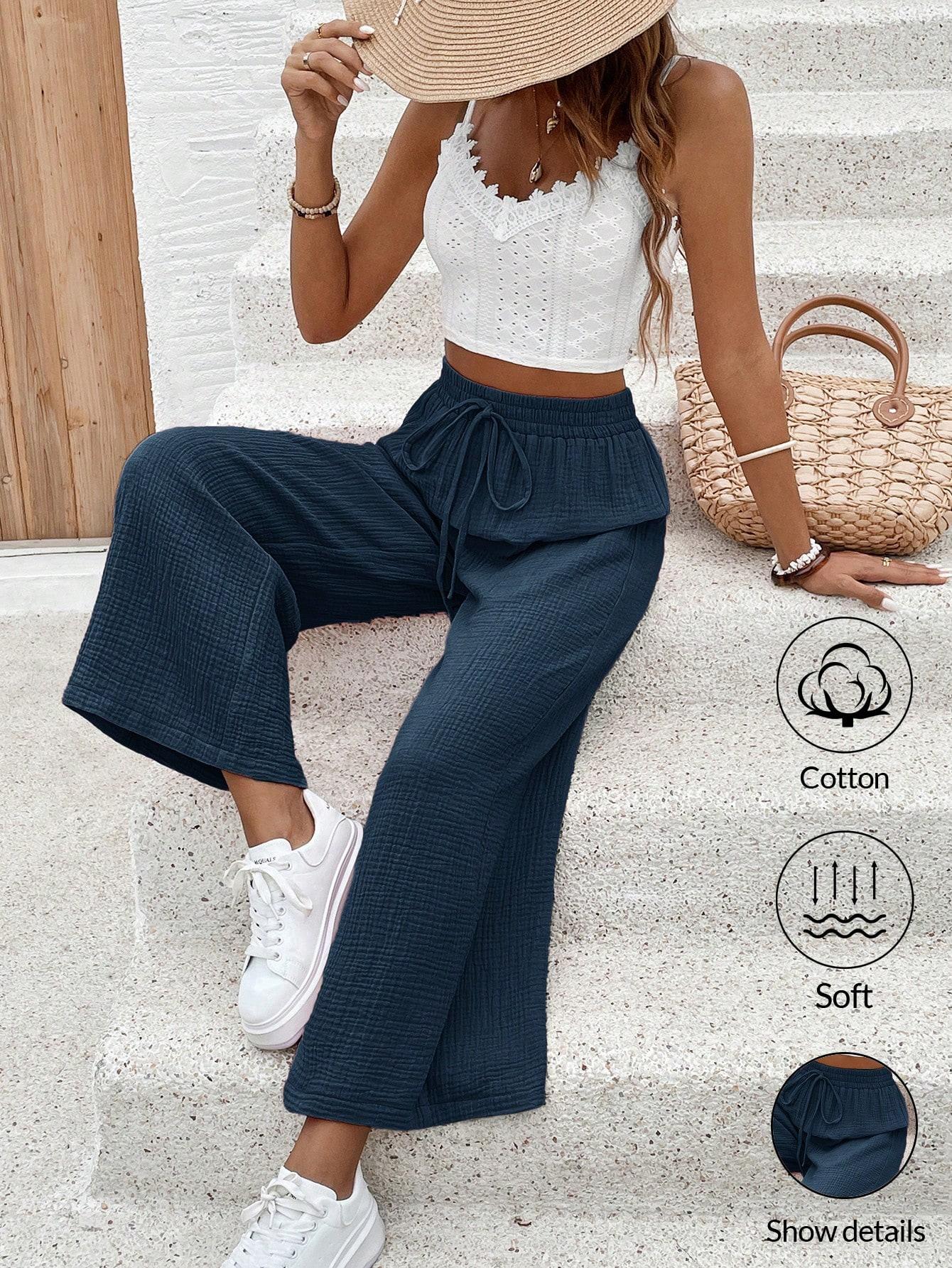 SHEIN GRANATOWE SPODNIE CASUAL S06__XS