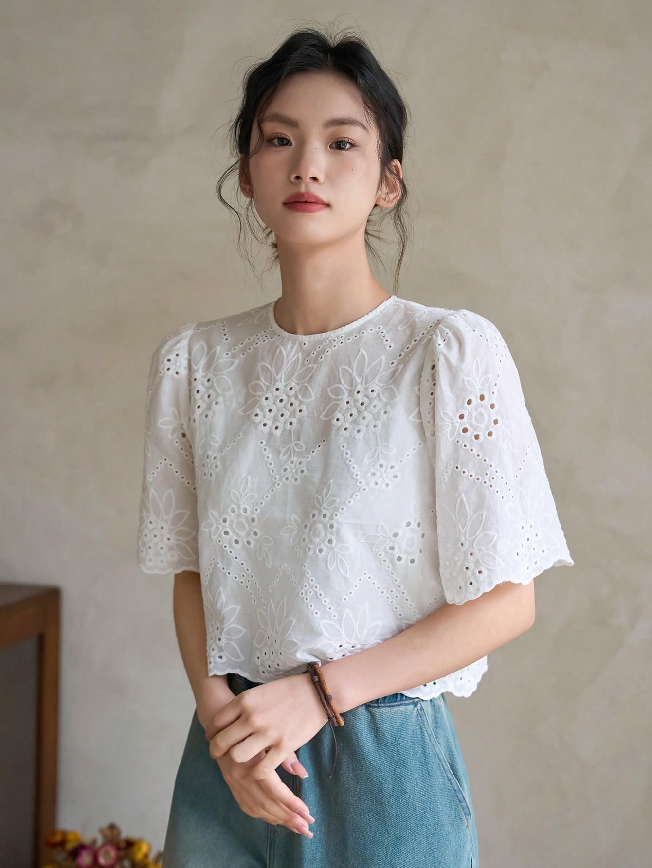 SHEIN BIAŁA BLUZKA KRÓTKI RĘKAW S06__XS