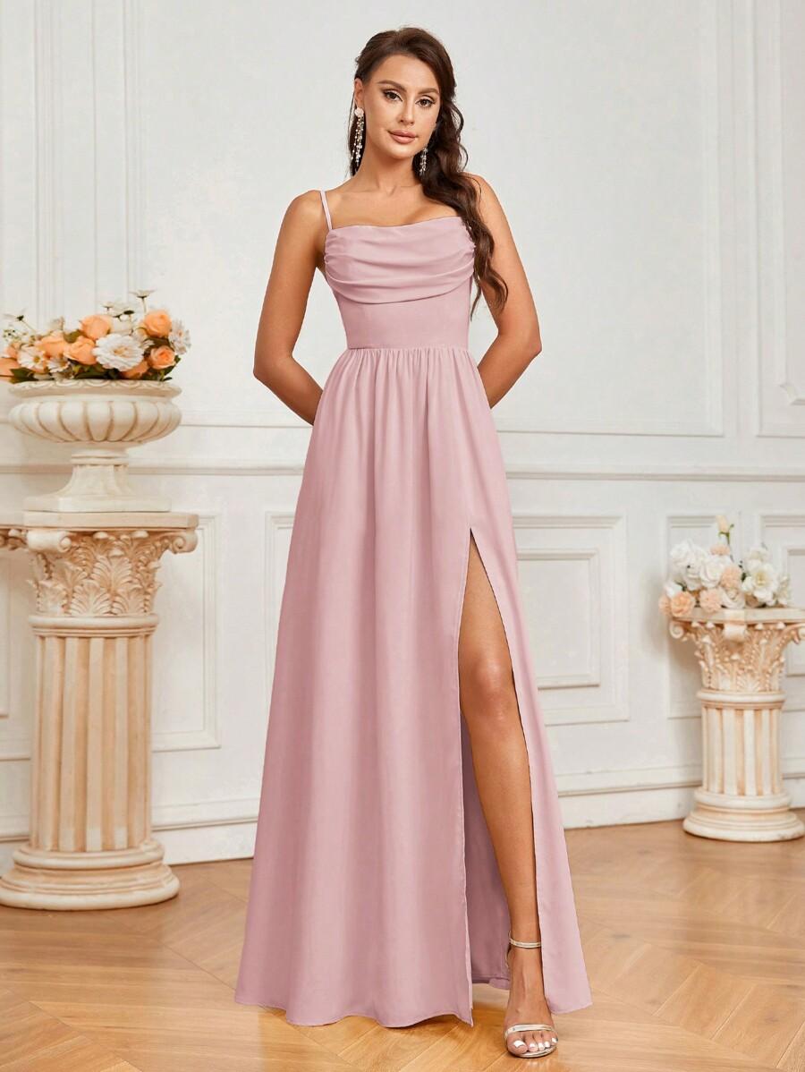 SHEIN RÓŻOWA MAXI SUKIENKA ROZCIĘCIE S09__L