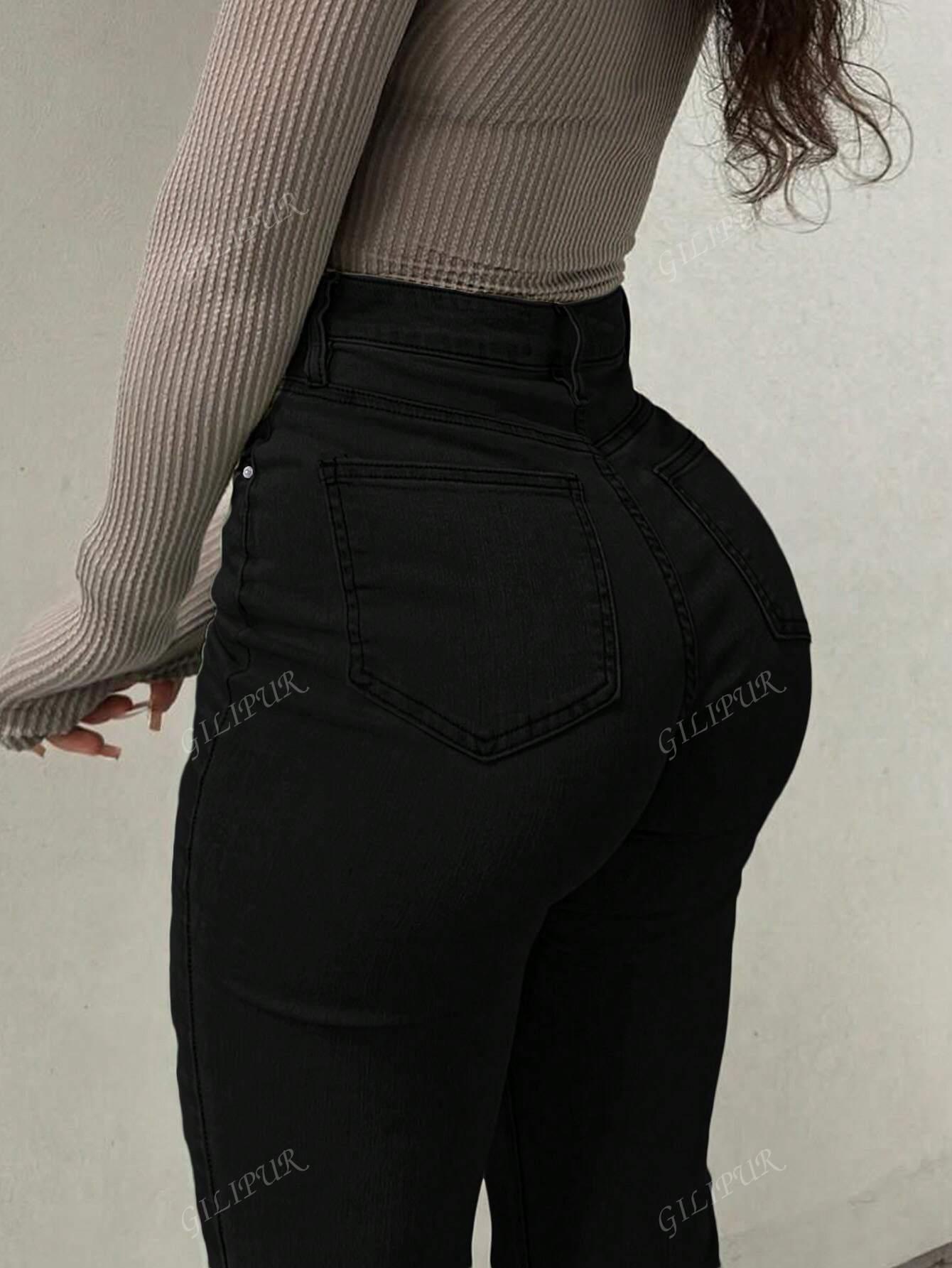SHEIN CZARNE JEANSY WYSOKI STAN S06__M