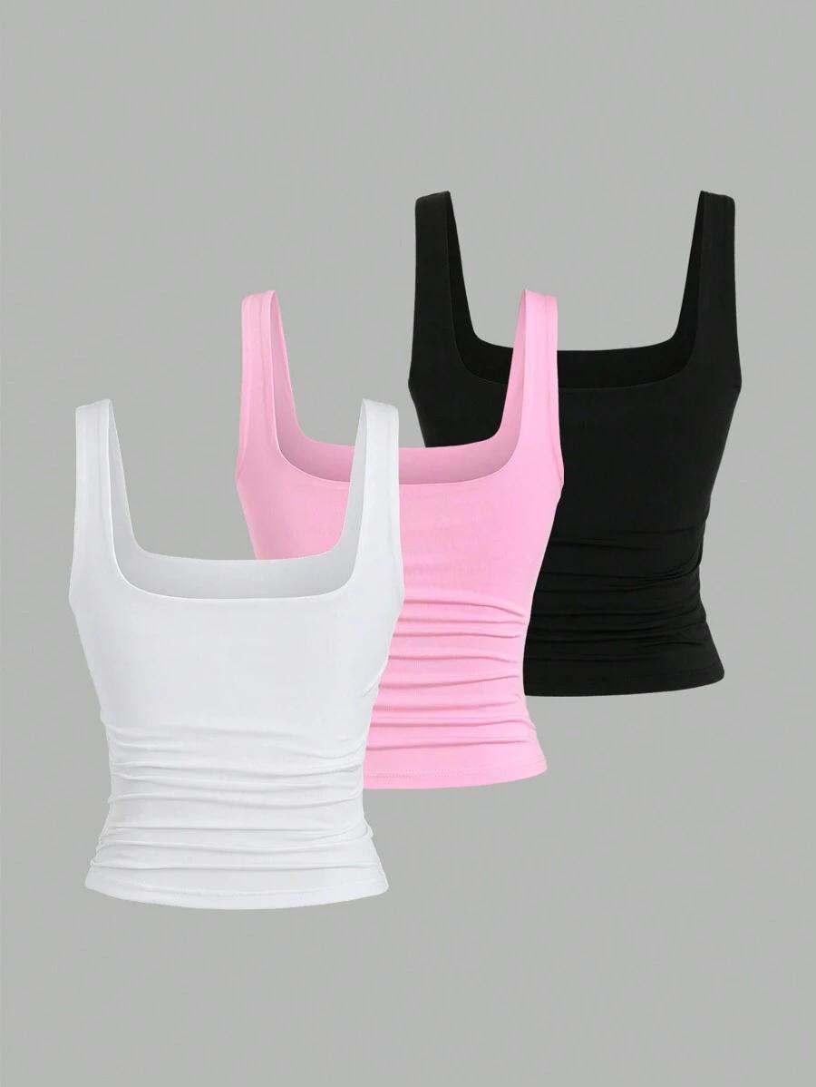 SHEIN GŁADKI TOP 3-PACK S06__XXS