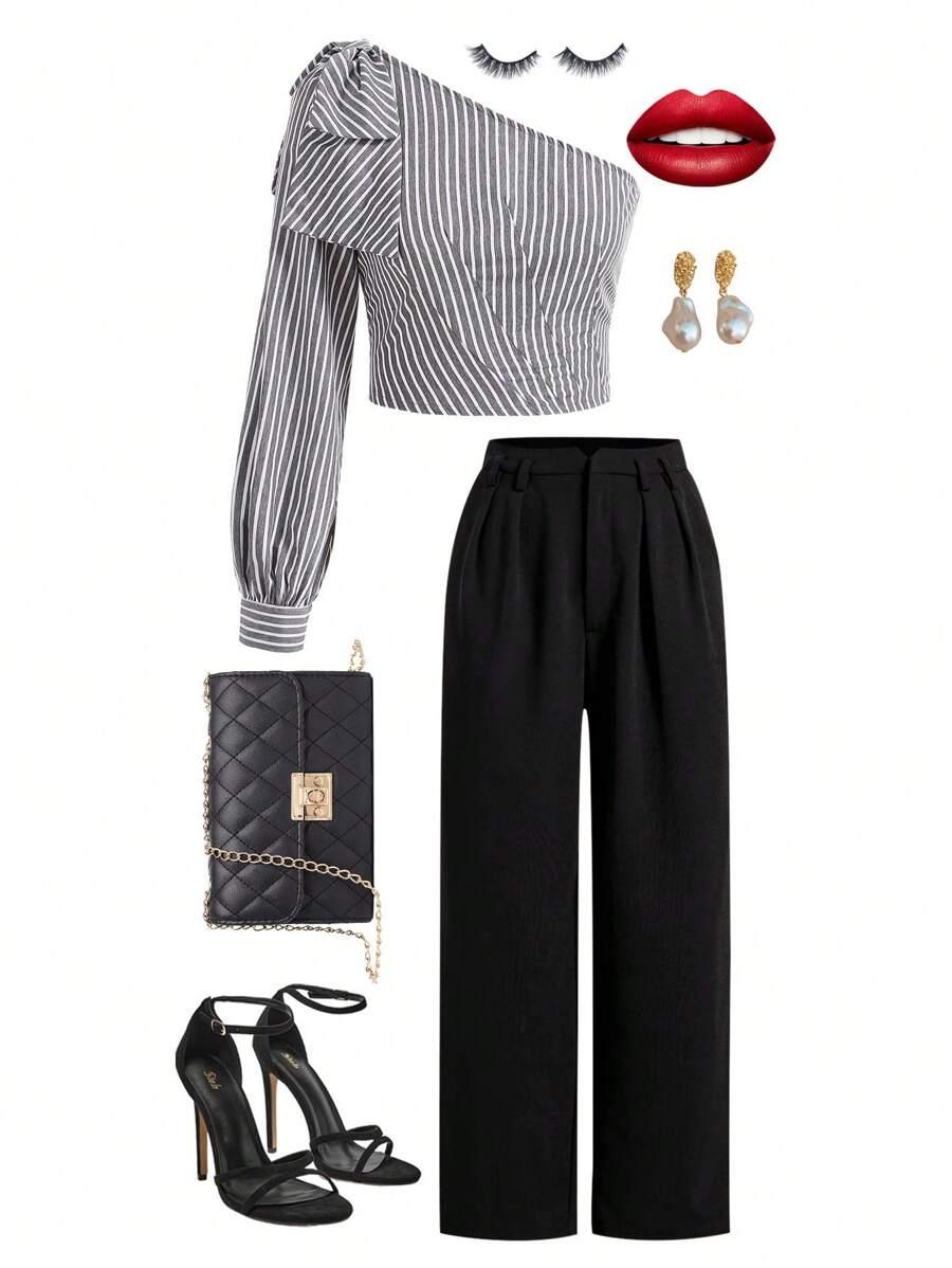 SHEIN CZARNE PROSTE SPODNIE S06__L