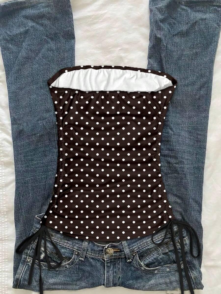 COMFORTCANA BRĄZOWY TOP GROSZKI S06__XS