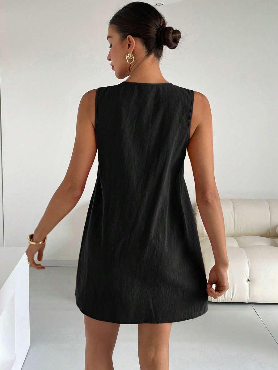 SHEIN CZARNA MINI SUKIENKA WIĄZANIE S06__L