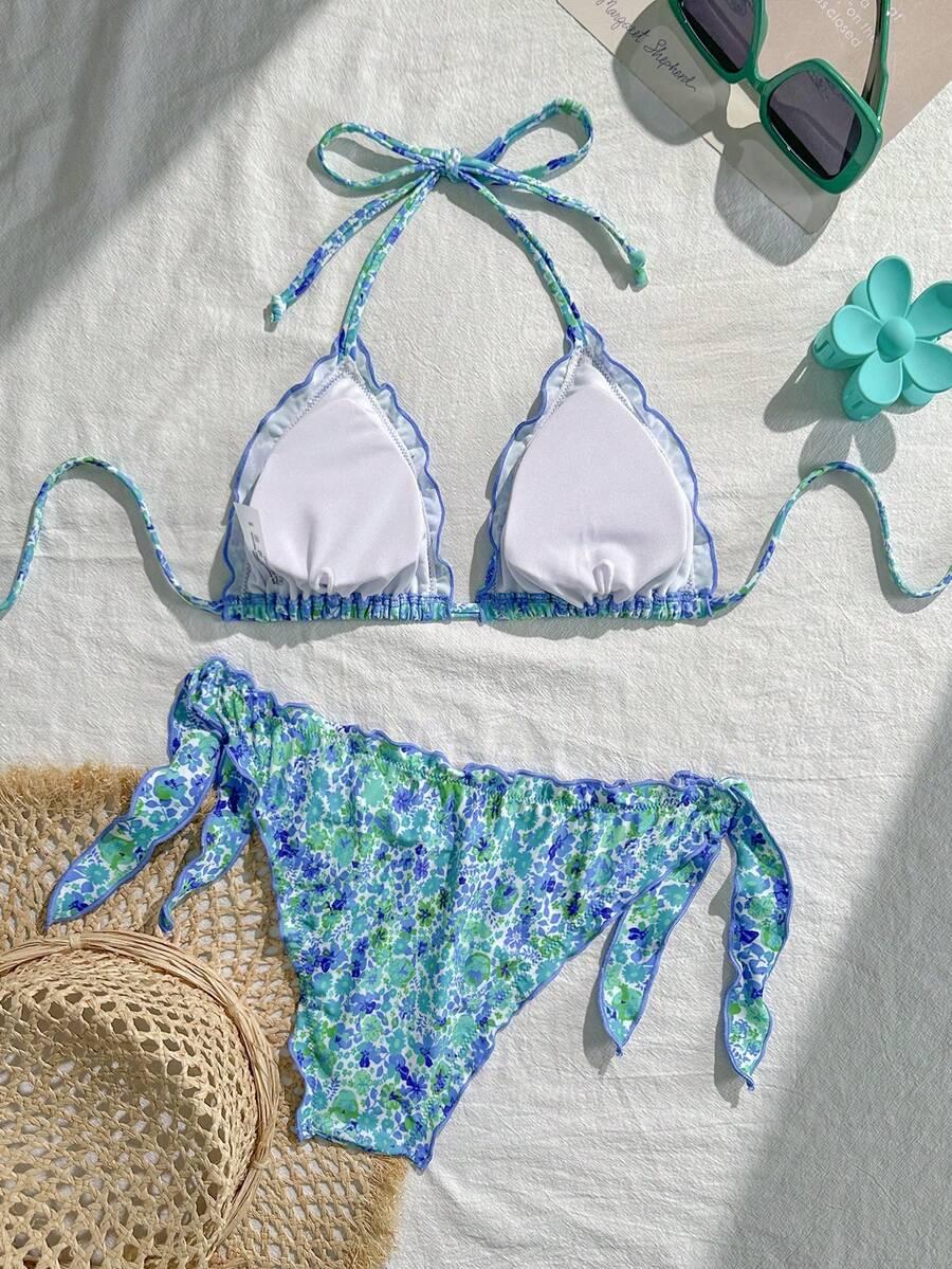 SHEIN DWUCZĘŚCIOWY STRÓJ KĄPIELOWY PRINT S09__M