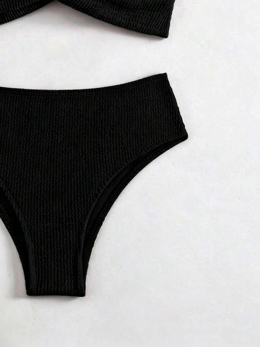 SHEIN CZARNY STRÓJ KĄPIELOWY DWUCZĘŚCIOWY S09__L