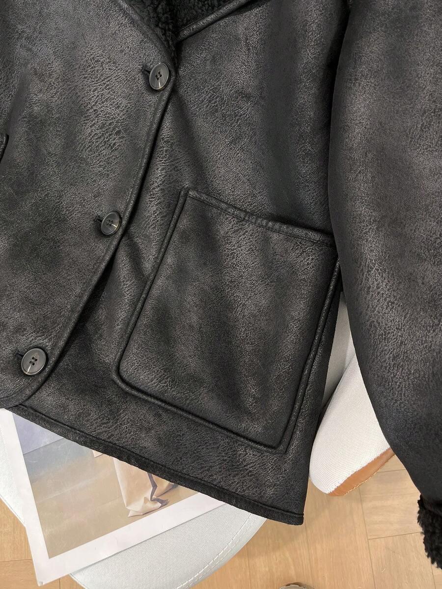 SHEIN CZARNA KURTKA IMITACJA SKÓRY W01__S
