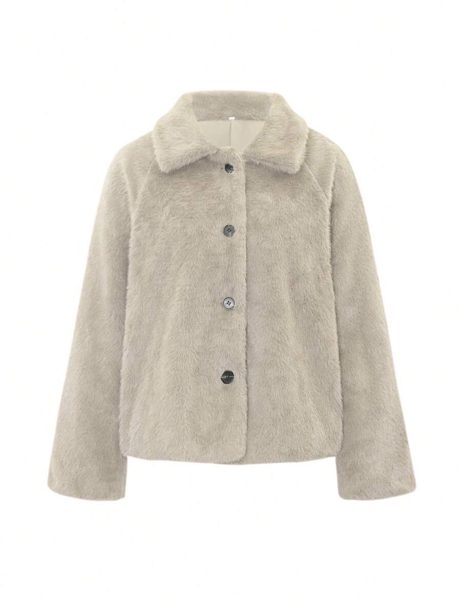 SHEIN SZARE SZTUCZNE FUTRO W01__L