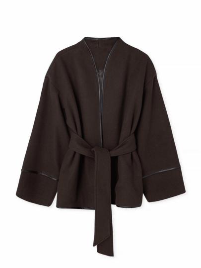SHEIN BRĄZOWY KLASYCZNY PŁASZCZ W01__M