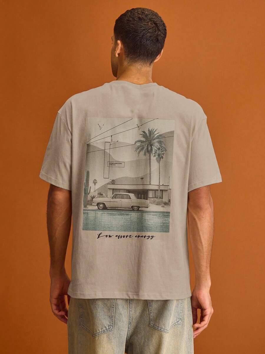 MUSERO BEŻOWY T-SHIRT NADRUK S06__M