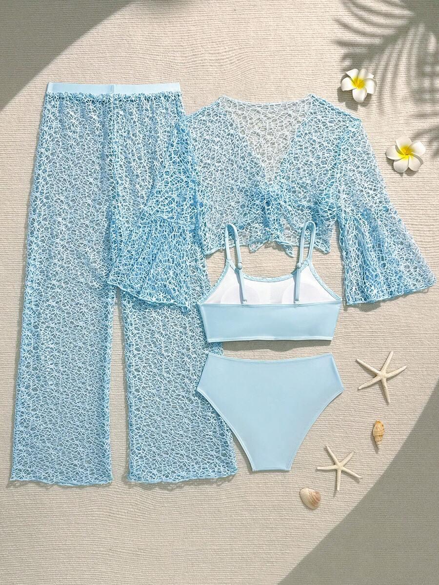 SHEIN DWUCZĘŚCIOWY STRÓJ KĄPIELOWY BLUZKA SPODNIE KOMPLET S09__128-134