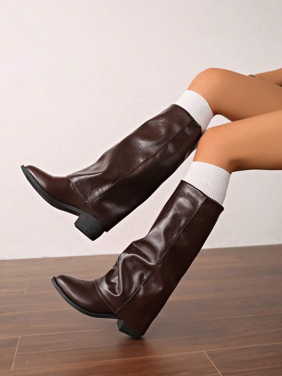 SHEIN BRĄZOWE WSUWANE KOZAKI W01__38