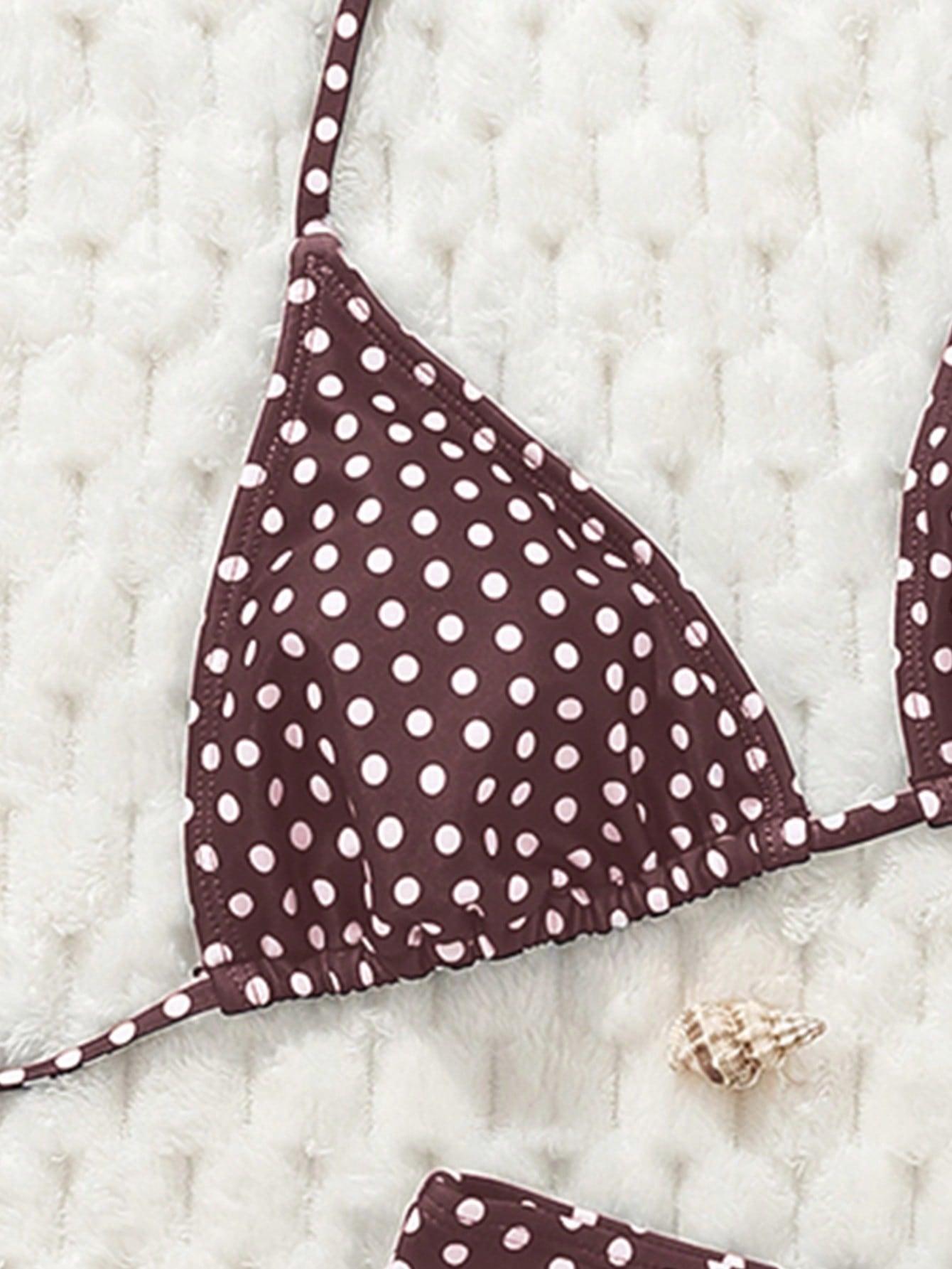 SWIM MOD BRĄZOWY KOMPLET BIKINI WZÓR GROSZKI S09__S
