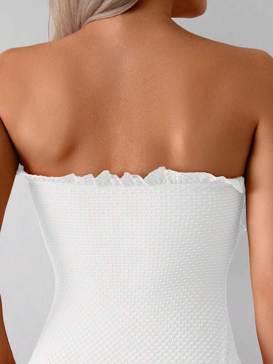 SWIM BASICS BIAŁY JEDNOCZĘŚCIOWY STRÓJ KĄPIELOWY TEKSTURA S09__M