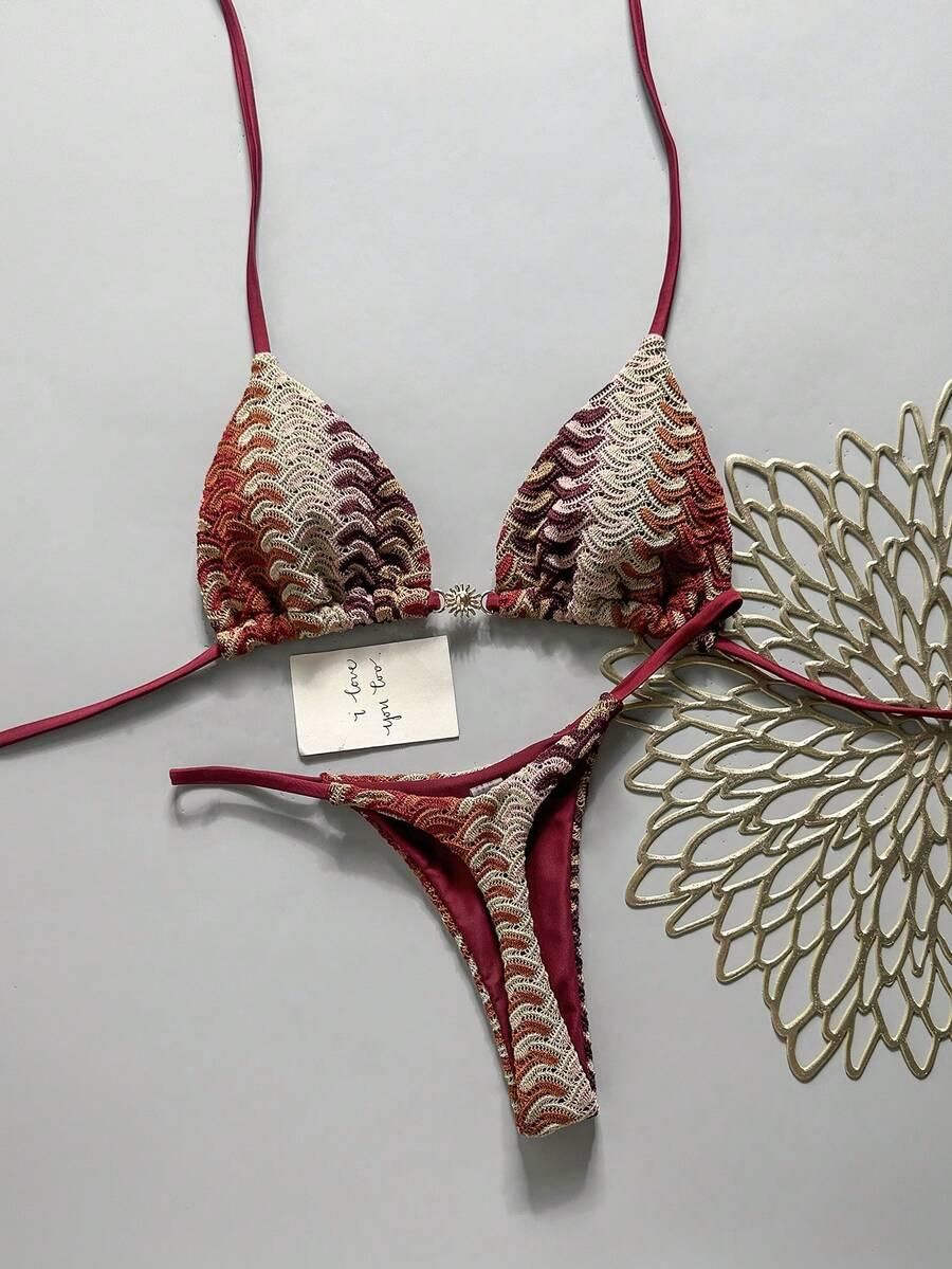 SHEIN STRÓJ KĄPIELOWY DWUCZĘŚCIOWY HAFT S09__L