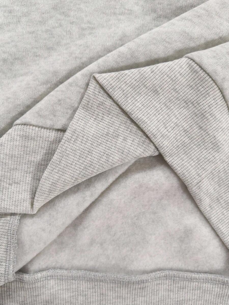 SHEIN SZARA BLUZA Z KAPTUREM NADRUK S06__L