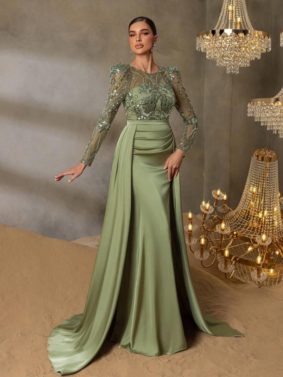 FAERIESTY MAXI SUKIENKA DŁUGI RĘKAW ZDOBIENIE ROZCIĘCIE PK01__S