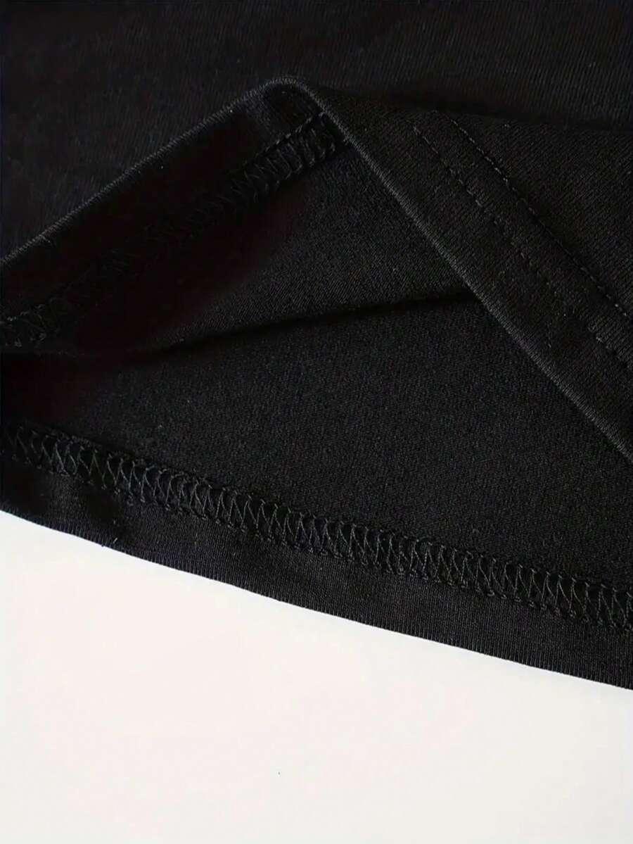 SHEIN CZARNY T-SHIRT NADRUK S06__M