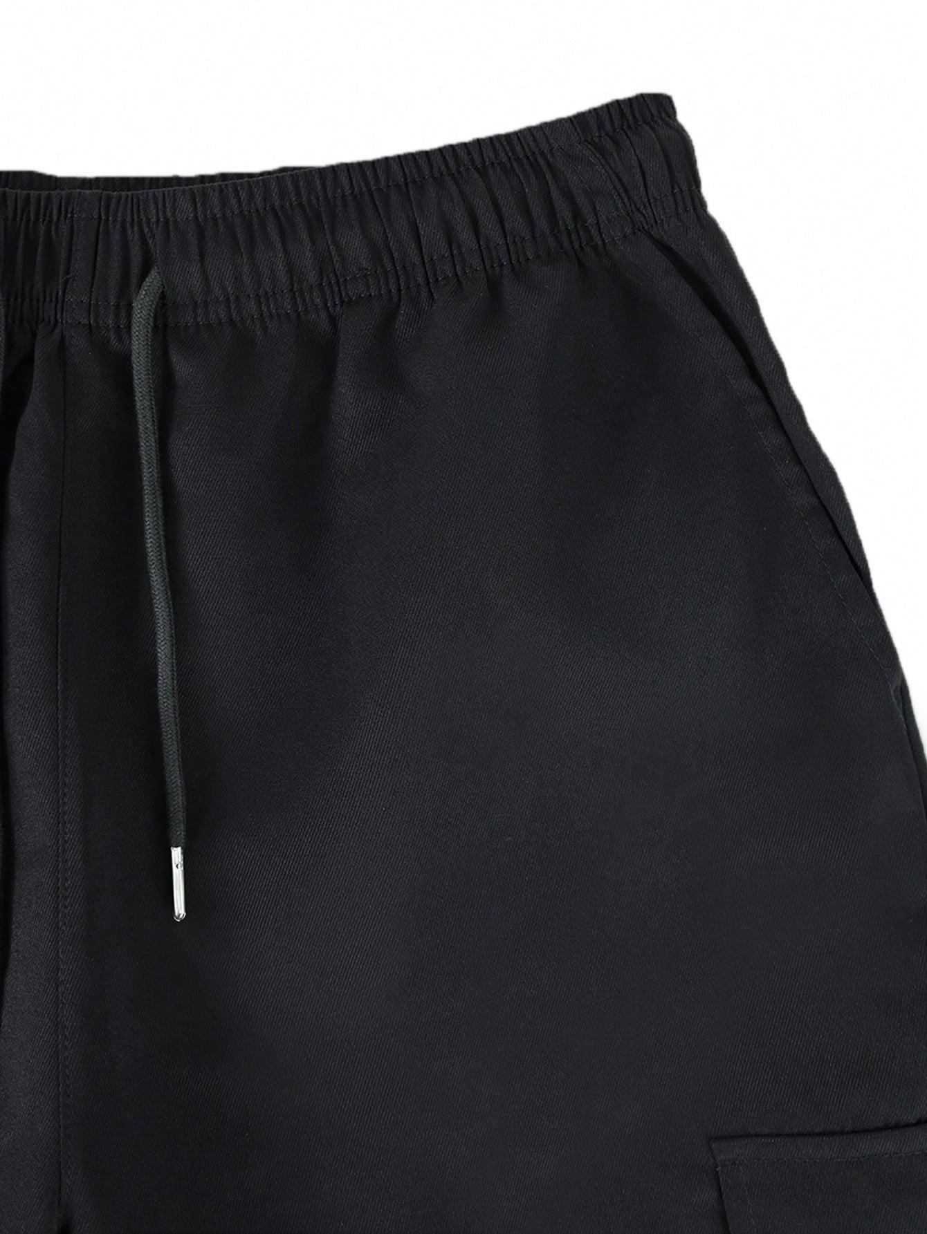 SHEIN CZARNE SPODENKI KIESZENIE S06__M