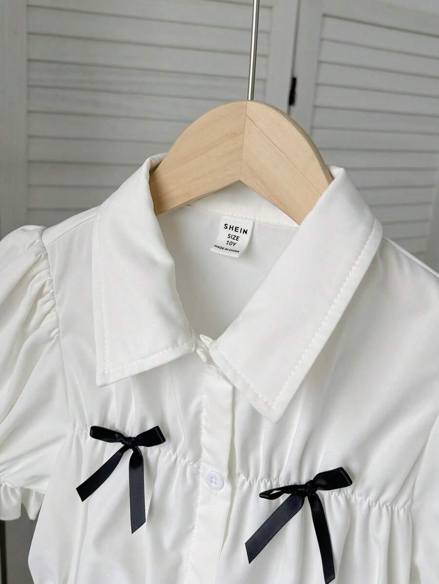 SHEIN BIAŁA KOSZULA ZDOBIENIE S06__140-146