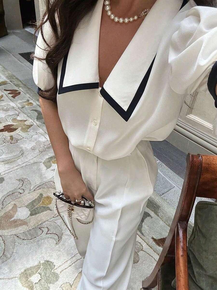 SHEIN BIAŁA KOSZULA KRÓTKI RĘKAW S06__L