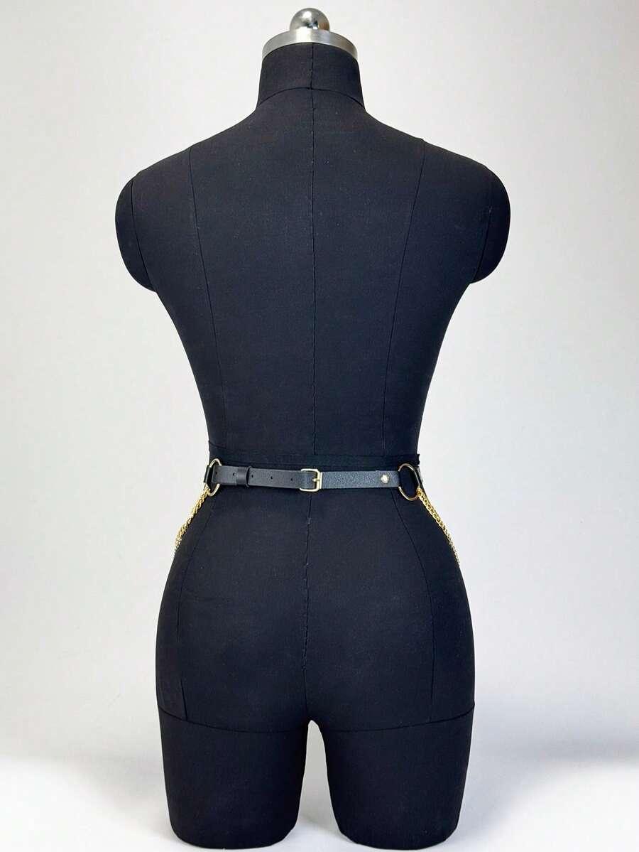 SHEIN CZARNY PASEK ŁAŃCUCH S07__100