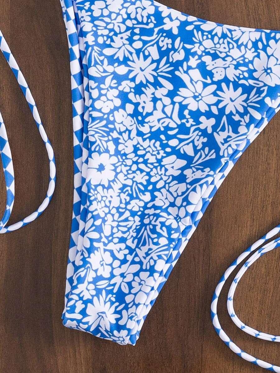 SHEIN NIEBIESKI DWUCZĘŚCIOWY STRÓJ KĄPIELOWY WZÓR S09__XS